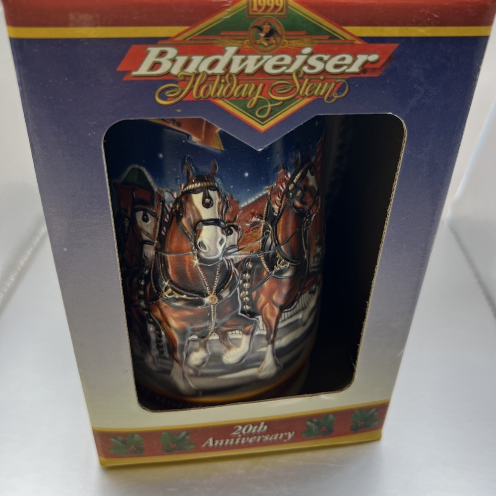1999 Budweiser 20th Anniversary Holiday Beer Stein Mug - w/COA - - Picture 2 of 10